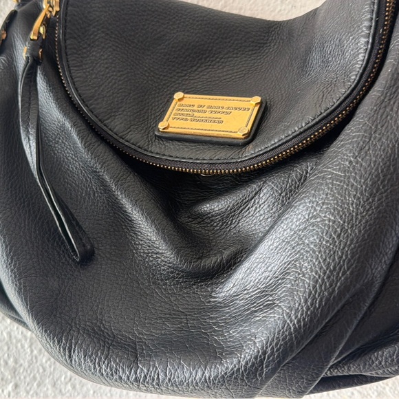 Marc Jacobs Black Leather Hobo Bag with Gold Accents - Picture 3 of 15